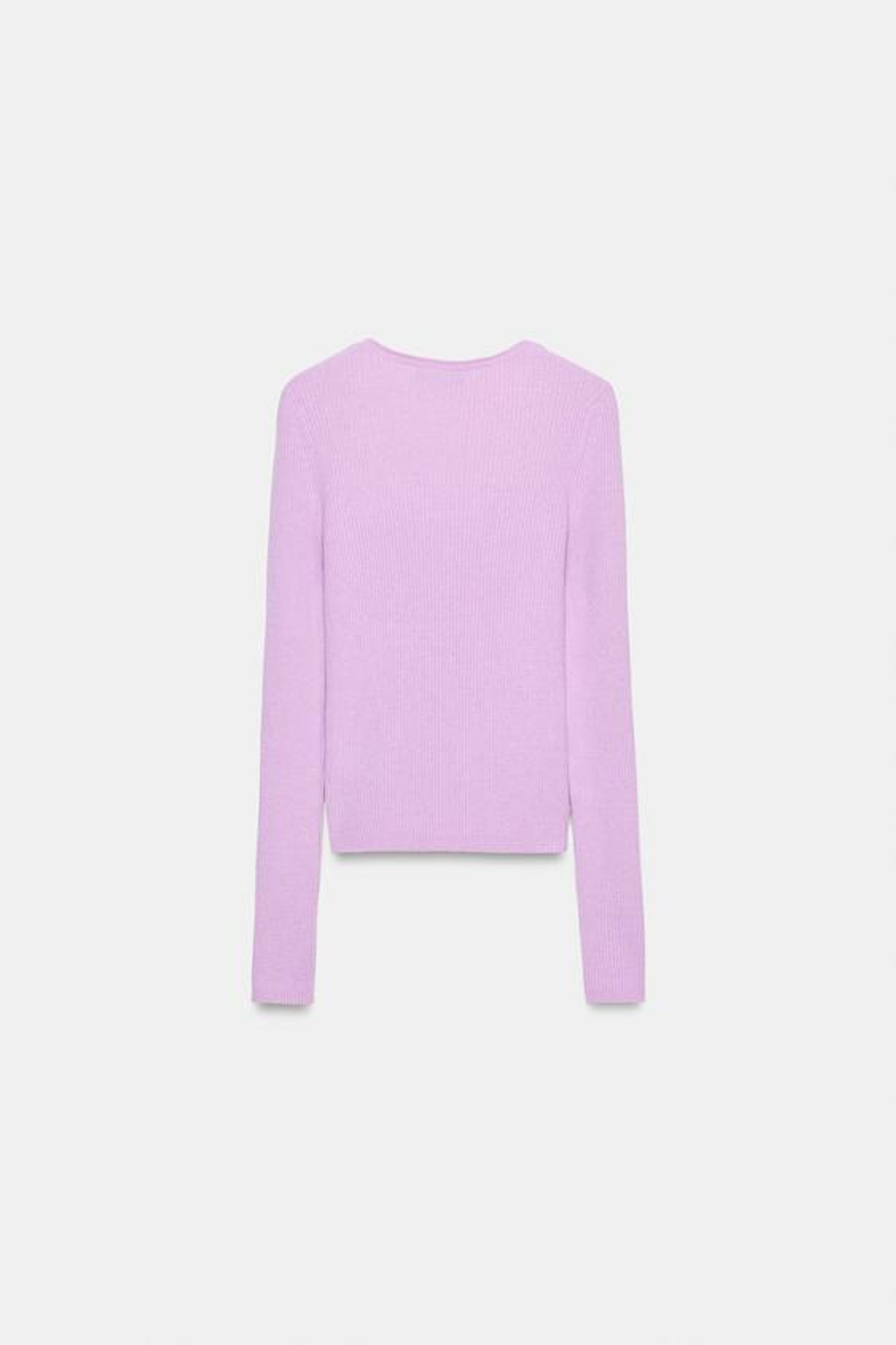 ZARA СВИТЕР В РУБЧИК ИЗ СМЕСОВОЙ ШЕРСТИ, СВЕТЛО-СИРЕНЕВЫЙ