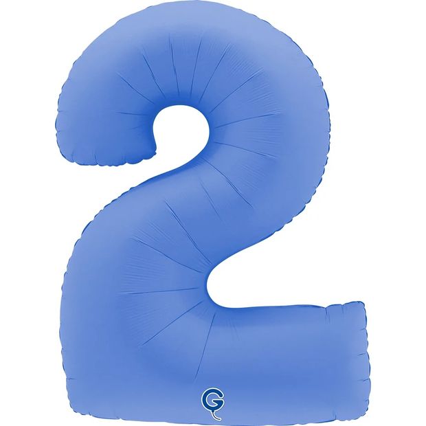 G Шар (40''/102 см) Цифра, 2, Голубой Лотос, Матовый (БГ-60)