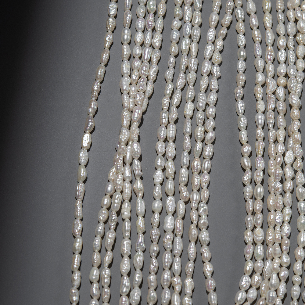 Жемчуг культивированный Кеши, белый, 3,5*6-7мм