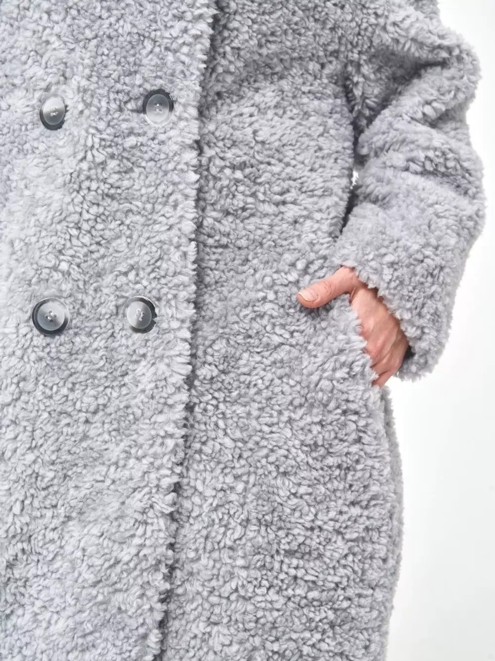 Шуба женская из овечьей шерсти чебурашка тедди, SilverFox (арт. S1188rm012bz)