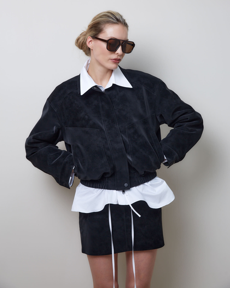 Куртка утепленная из искусственной замши черный