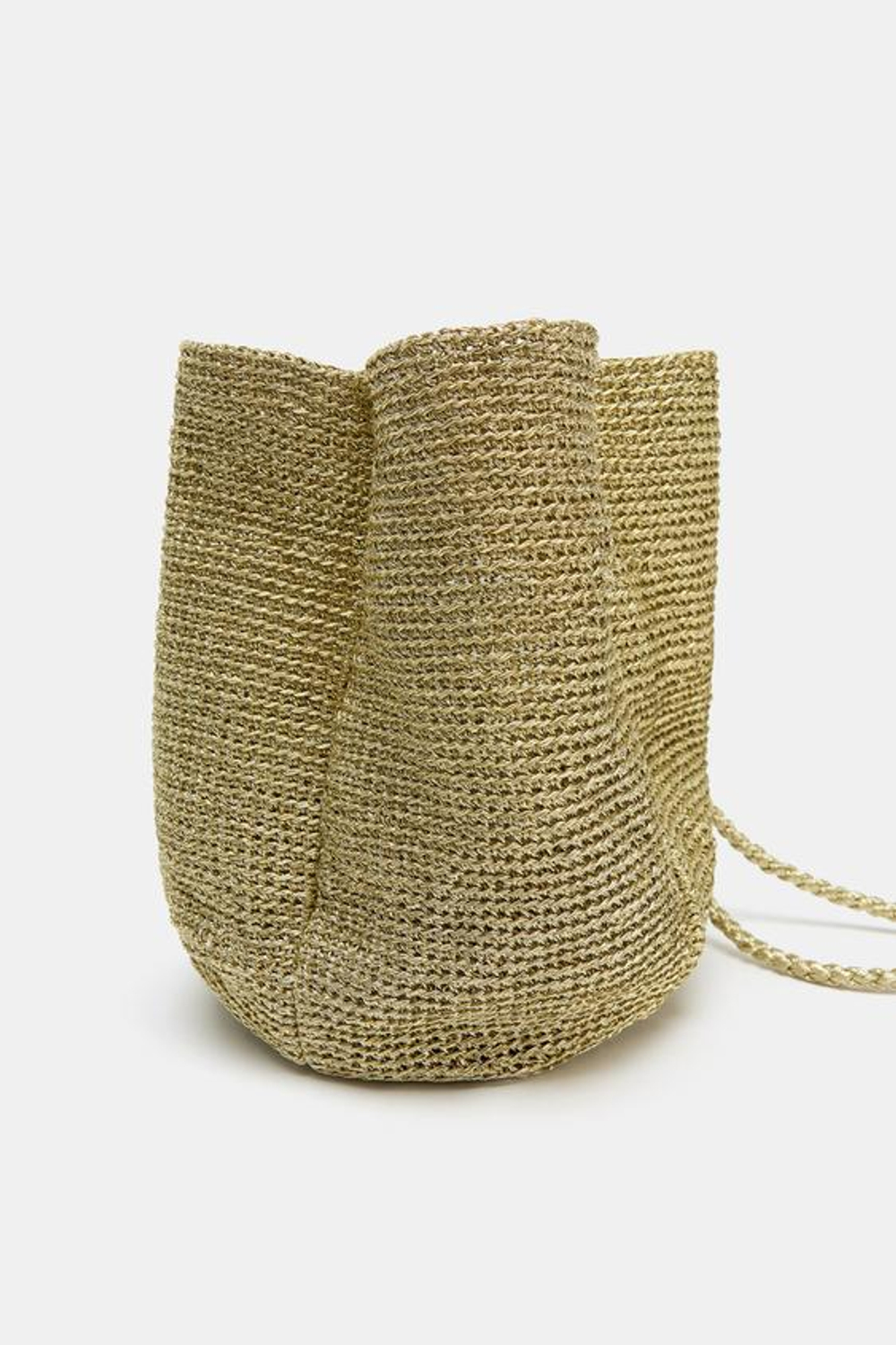 ZARA СУМКА-МЕШОК ИЗ МЕТАЛЛИЗИРОВАННОЙ ТКАНИ, ЗОЛОТИСТЫЙ