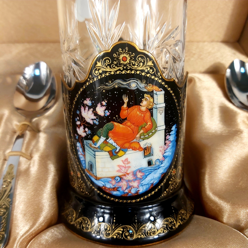 Чайный набор подстаканников (Ручная роспись Палех) №17