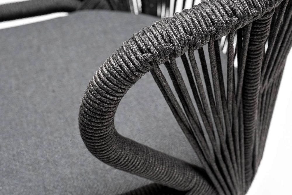 "Венето" обеденная группа на 6 персон со стульями "Милан", каркас темно-серый, роуп темно-серый