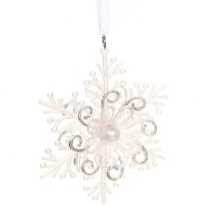 Подвеска «Снежинка резная» 12 см, белый