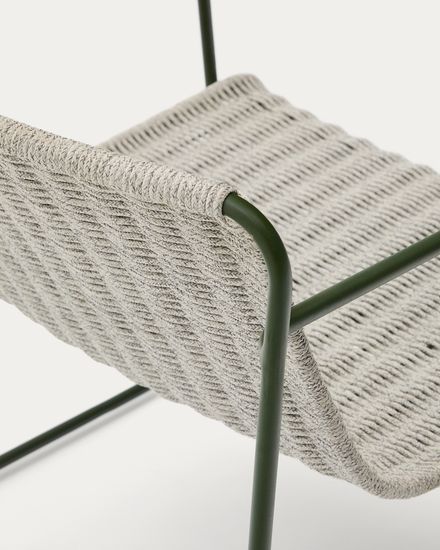 Кресло Maurina из оцинкованной стали зеленого цвета и серой веревки La Forma Испания