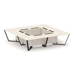 Steel Meet Стол переговорный квадратный KM-PR.B.SP-16K Денвер Светлый/Ваниль Глянец/Металл Черный 32