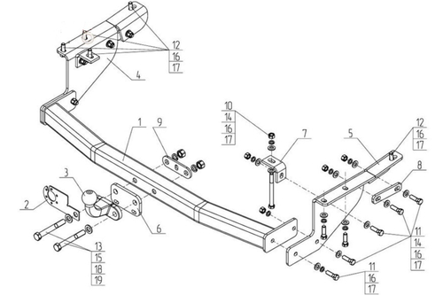 Фаркоп на NISSAN PATROL (2010-) (без электрики, паспорт/сертификат в комплекте) Автос.NS 31