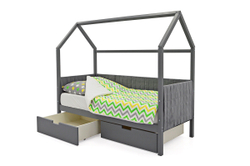 Детская кровать-домик мягкий Бельмарко Svogen графит