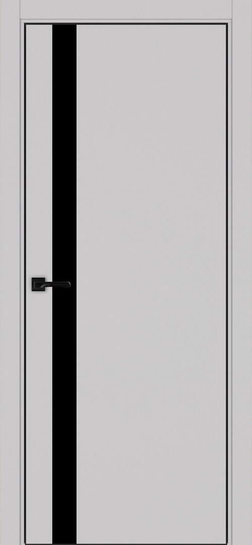 Межкомнатная дверь Optima Porte НЕАПОЛЬ 211 Чёрное стекло, Алюминиевая кромка SB (матовый чёрный) с 4-х сторон