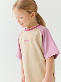 Футболка Колор блок  "Крем-брюле/Орхидея"