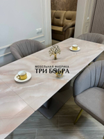 Кухонный раскладной стол "Вирджиния" , черный мрамор и 4 стула Версаль