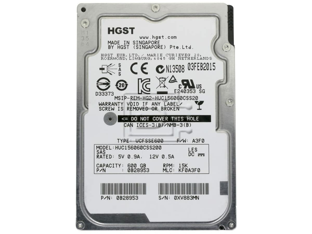 Жесткий диск HGST HUC156060CSS200 600GB 15K SAS 12 ГБ/сек 2,5 "