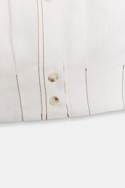 ZARA ТОП ИЗ СМЕСОВОГО ЛЬНА СО СТРОЧКОЙ, БЕЛЫЙ