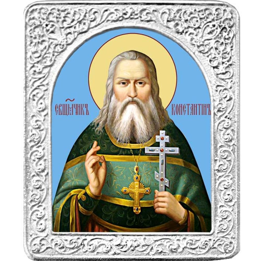 Святой Константин. Маленькая икона в серебряной раме