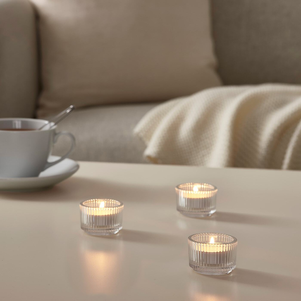 IKEA FINSMAK  (ИКЕА ФИНСМАК)  -  Подставка для чайных ламп, прозрачное стекло, 3,5 см