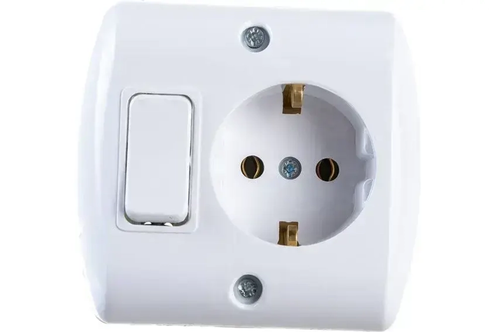 Розетка с заземлением NE-AD 16A, 250В и выключателем 10А*250В, IP20