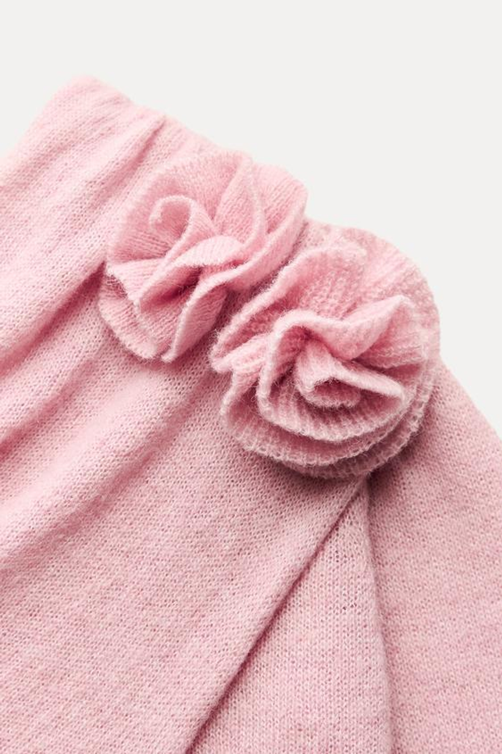 ZARA ТОП АЖУРНОЙ ВЯЗКИ С ЦВЕТОЧНЫМИ АППЛИКАЦИЯМИ, РОЗОВЫЙ