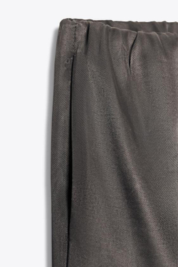 ZARA АТЛАСНЫЕ БРЮКИ-ШАРОВАРЫ, СВЕТЛО-СЕРЫЙ