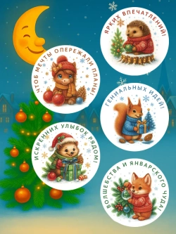 Набор новогодних стикеров 150 штук
