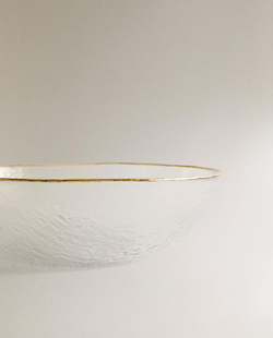 ZARA HOME САЛАТНИЦА С ЗОЛОТОЙ КАЙМОЙ, ПРОЗРАЧНЫЙ