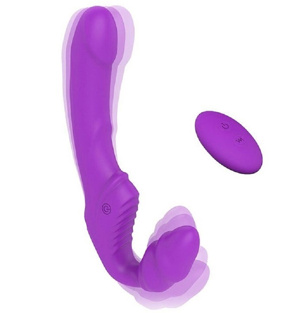 Страпон безремневой с вибрацией и пультом ДУ Cosmo фиолетовый