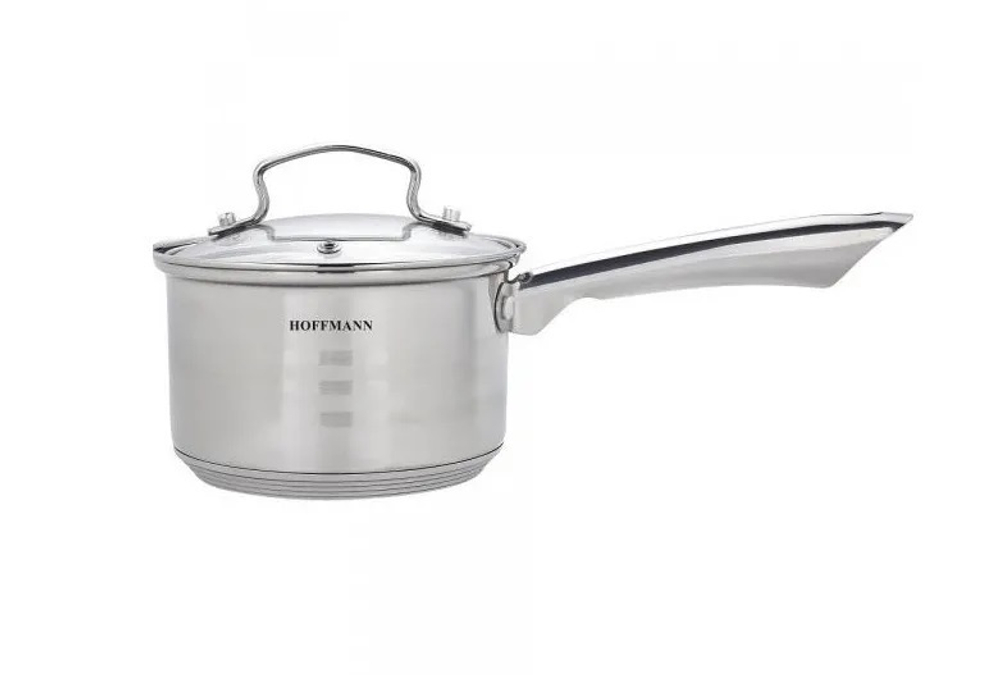 Hoffmann HM0518-2 Ковш с крышкой 1,2л 14см нерж.сталь