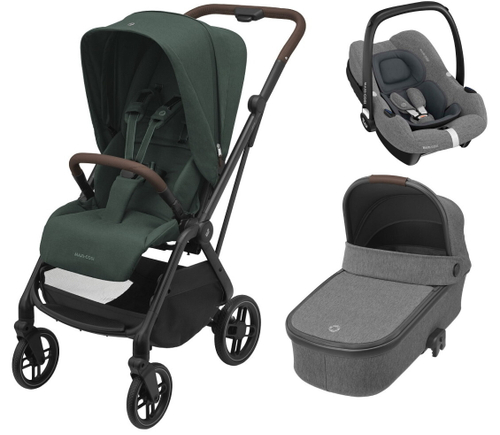 Детская коляска Maxi-Cosi Leona2 Oria 3 в 1 с автокреслом CabrioFix Select grey 1204403110 Twillic Green/1507029110 Select Grey