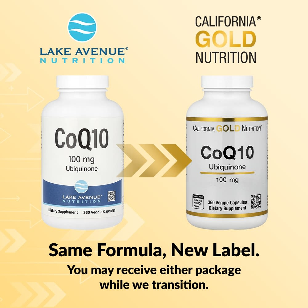 California Gold Nutrition, коэнзим Q10, убихинон класса USP, 100 мг, 360 растительных капсул