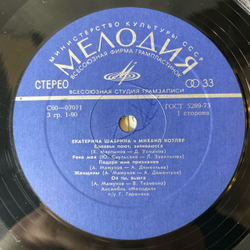 Винтажная виниловая пластинка LP Екатерина Шаврина И Михаил Котляр, Поют Екатерина Шаврина И Михаил Котляр (СССР 1976)