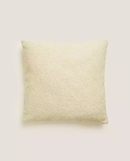 ZARA HOME ЧЕХОЛ НА ПОДУШКУ ИЗ ТКАНИ БУКЛЕ, ПЕСОЧНЫЙ