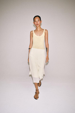 ZARA КОМБИНИРОВАННАЯ ЮБКА МИДИ — ZW COLLECTION, ЭКРЮ