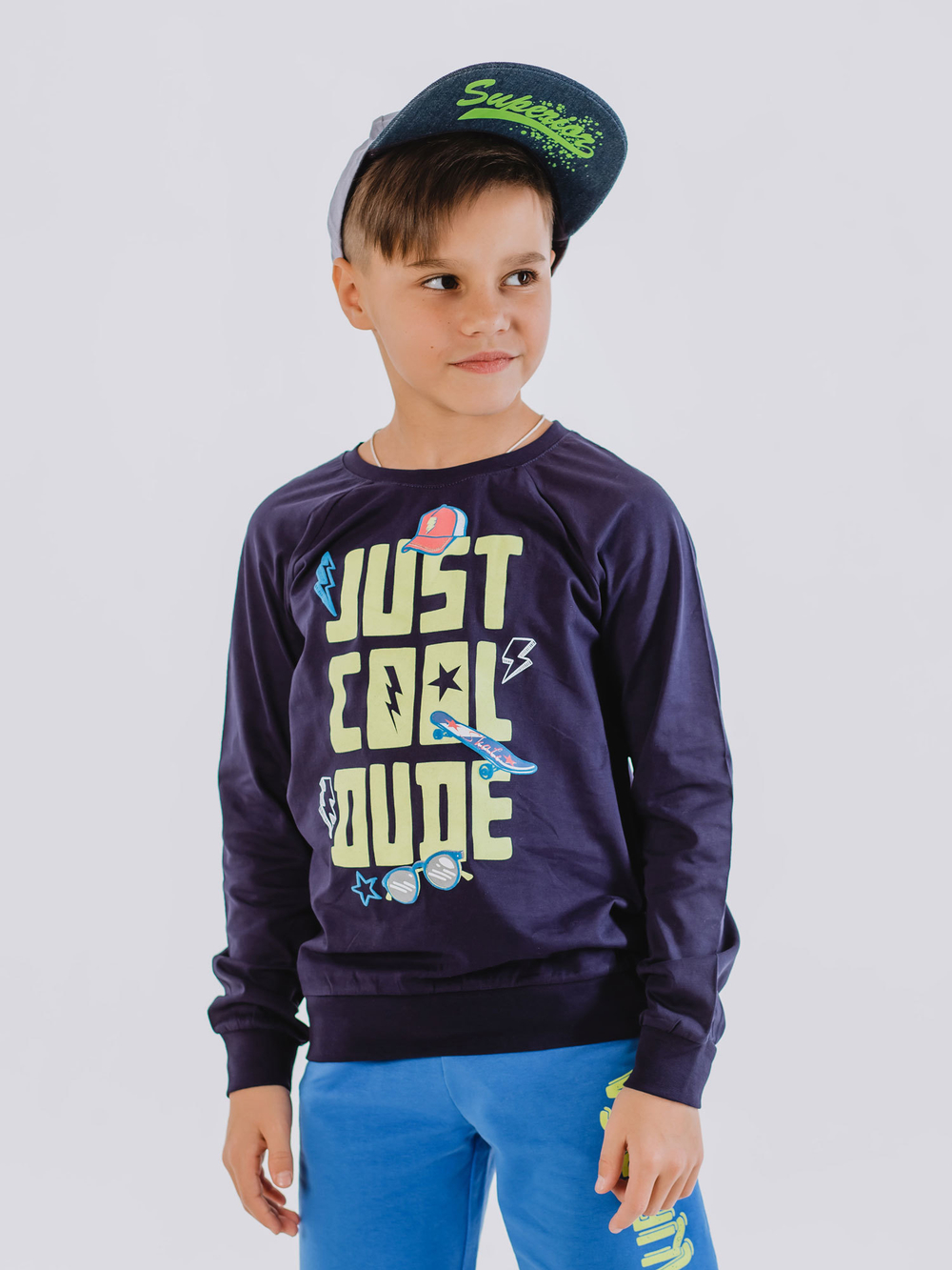 Свитшот (пуловер) для мальчика с длинными рукавами и принтом-надписью купить