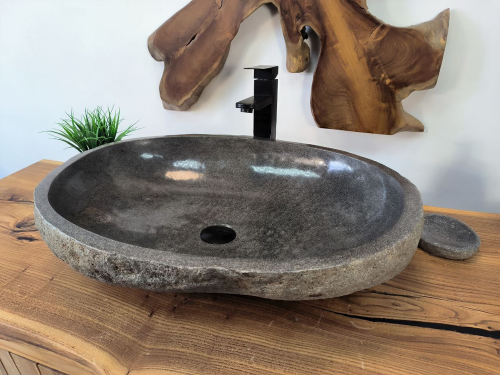 Раковина из речного камня RS-65806 64х46х15 из натурального камня