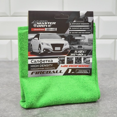 Салфетка из микрофибры 35*40см, ультразвук 360гр 80%пэ 20%па "Master Drive Fireball"