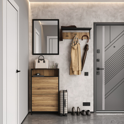 Вешалка для одежды DIWO Элиста 65х22 дуб крафт золотой, черная