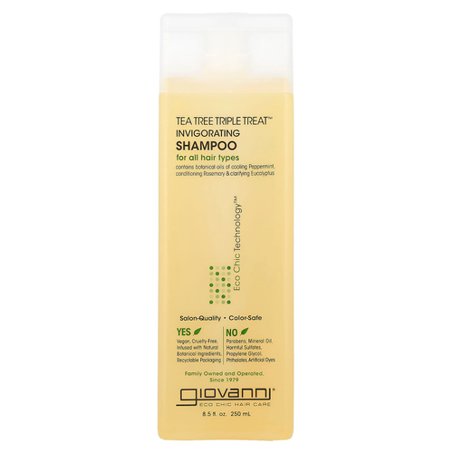 Giovanni, Tea Tree Triple Treat, тонизирующий шампунь, для всех типов волос, 250 мл (8,5 жидк. унции)