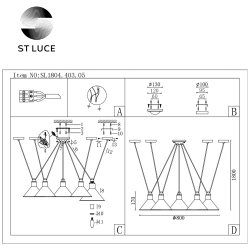 SL1804.403.05 Светильник подвесной ST-Luce Черный/Черный E14 5*60W