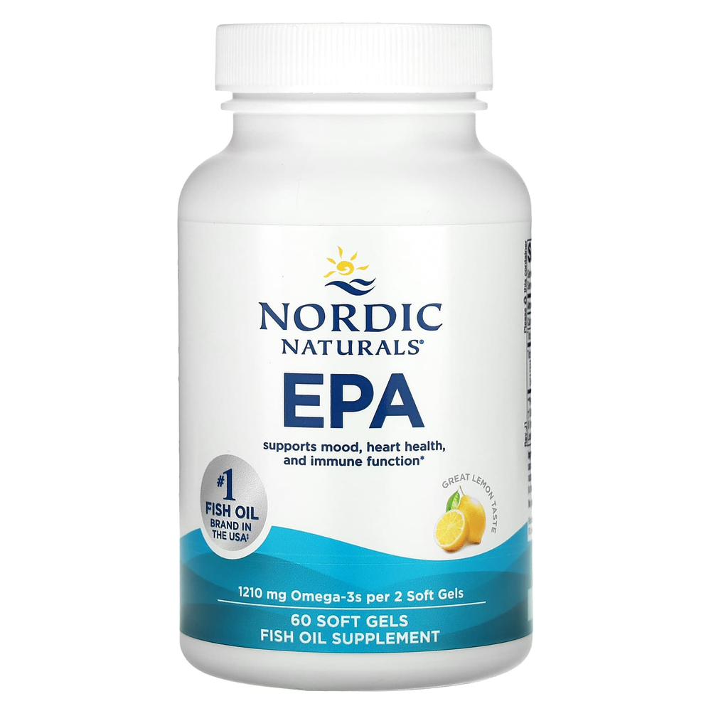 Nordic Naturals, ЭПК, со вкусом лимона, 1210 мг, 60 капсул (605 мг в 1 капсуле)