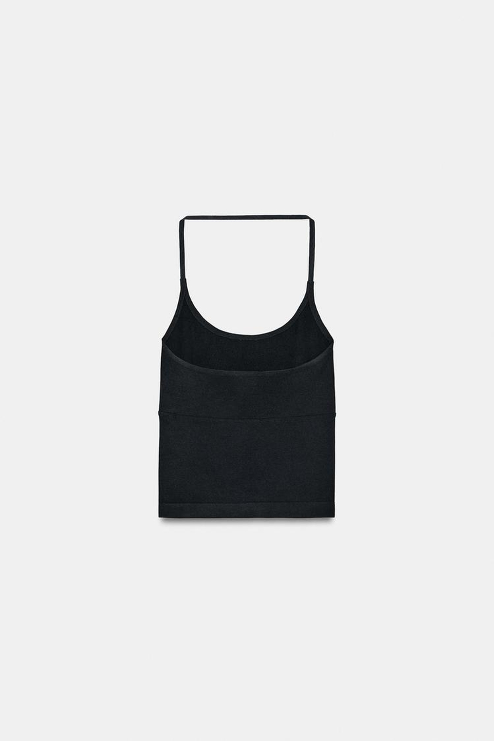 ZARA БЕСШОВНЫЙ ТОП С ГОРЛОВИНОЙ ХАЛТЕР, ЧЕРНЫЙ