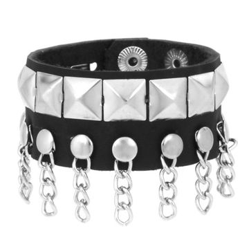 Браслет пирамида 1 ряд с цепочками (045)