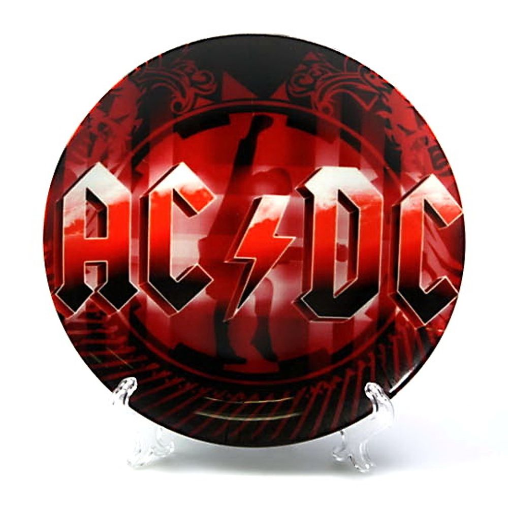 Тарелка AC/DC ( надпись красно-чёрные тона )