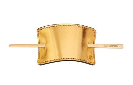 Balmain Заколка из позолоченной кожи Hair Barrette Leather Gold