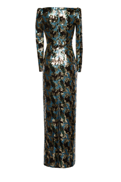 Платье прямое в пол расшитое пайетками 30-18FW