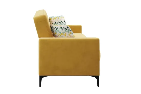 Диван-кровать Модель 047, Ультра мустард, Геометрия 69, велюр, прямой, книжка, венге