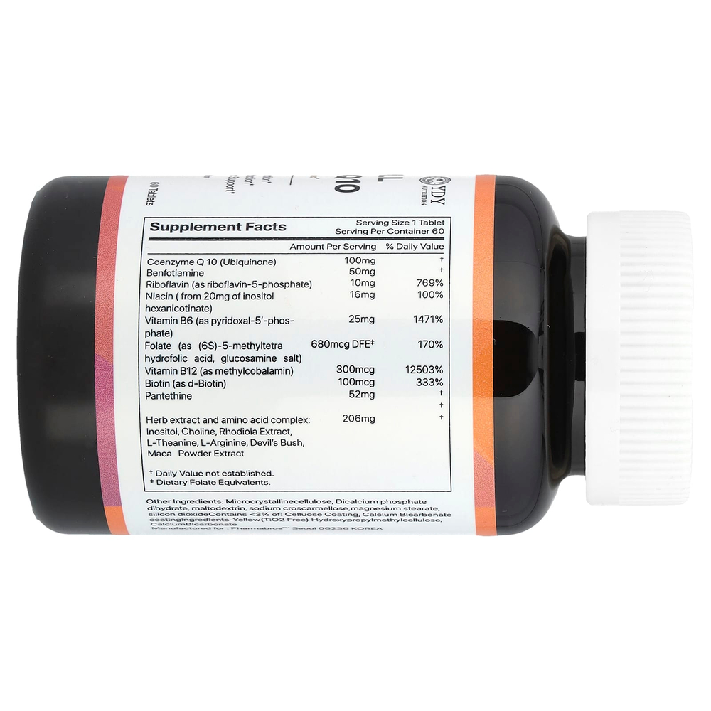YDY, Полностью активный витамин BQ10 с Quatrefolic®, 60 таблеток