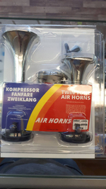 Сигнал звуковой воздушный 2-х рожковый, хром, 12 вольт, 115dB (1 шт.)