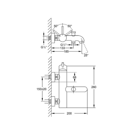 Steinberg Серия 100 Смеситель однорычажный для ванны/душа 1/2“ с керамическим картриджом, с переключателем, с защитой от обратного потока, хром 100 1100