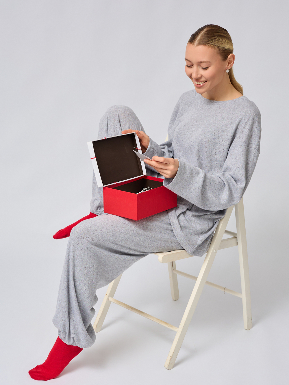 Пижама с брюками и лонгсливом " сердечки"