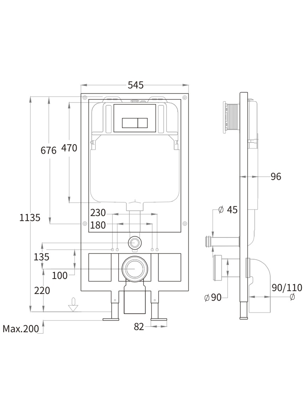 Инсталляция для унитаза без кнопки WeltWasser  WW BAMBERG 545   10000010288